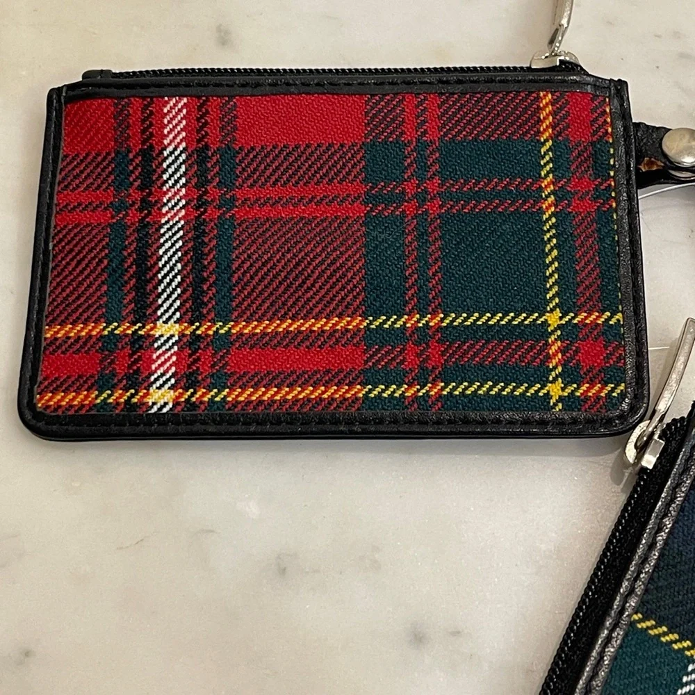 Burberry Brushed Silver Key Ring with Plaid Card Case and Coin Purse - Picture 4 of 13